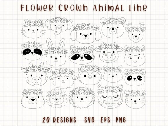 Download Flower Crown Animals SVG Animal Doodle - Doodle Collection