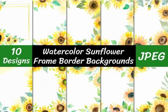 Download Watercolor Sunflower Frame Backgrounds - Premium Bundle