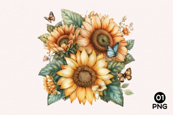 Download Whimsical Summer Sunflower Clipart PNG - Flower clipart Collection